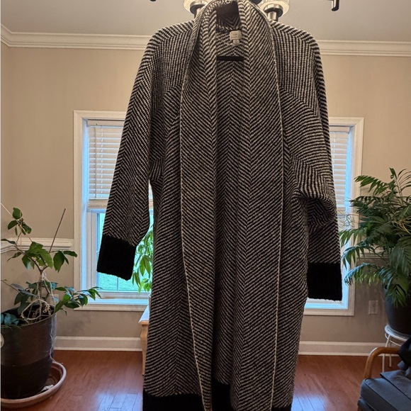 A New Day Black and White Houndstooth Duster Cardigan - Picture 2 of 4